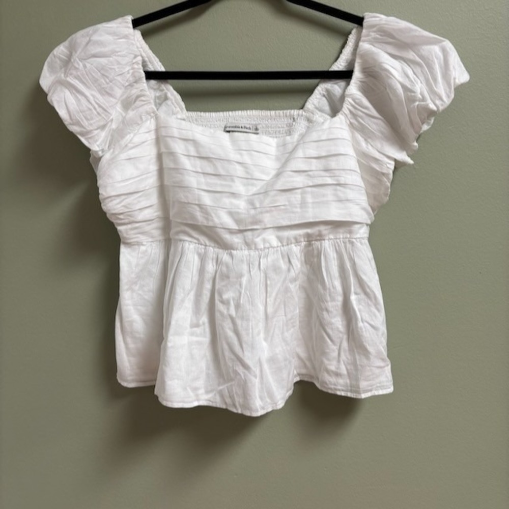 Abercrombie Fitch Womens Cottage Cotton Top Size L‎ Milkmaid Coquette Fairy Boho